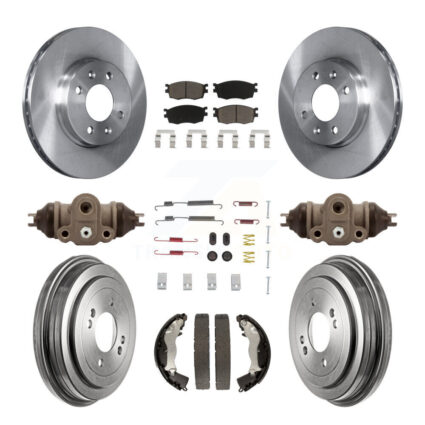 Front Rear Disc Brake Rotors Ceramic Pad & Drum Kit (9Pc) For Hyundai Accent Kia Rio Rio5 K8C-102922