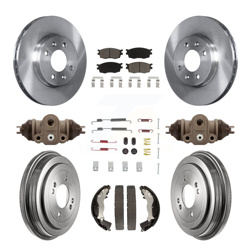 Front Rear Disc Brake Rotors Ceramic Pad & Drum Kit (9Pc) For Hyundai Accent Kia Rio Rio5 K8C-102922