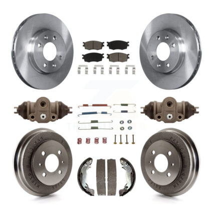 Front Rear Brake Rotor Ceramic Pad Drum Kit (9Pc) For 06 Hyundai Accent Sedan To 09 30 05 K8C-102923