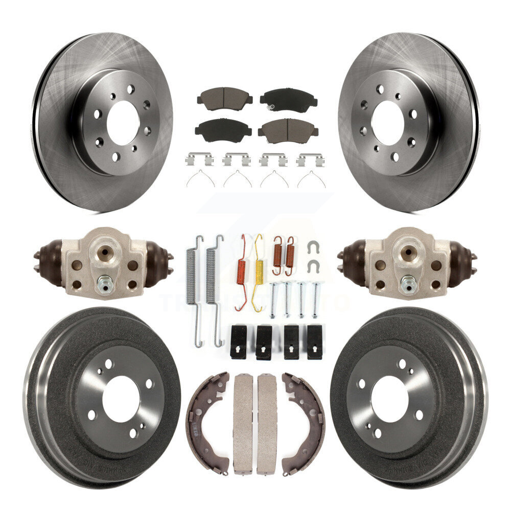 Front Rear Disc Brake Rotors Ceramic Pads And Drum Kit (9Pc) For Honda Fit K8C-102925
