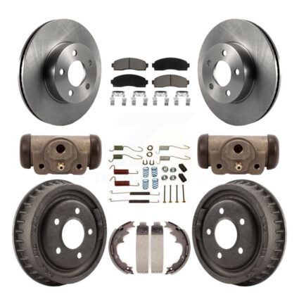 Front Rear Brake Rotor Ceramic Pad & Drum Kit (9Pc) For Ford Ranger With 9″ Diameter K8C-102926