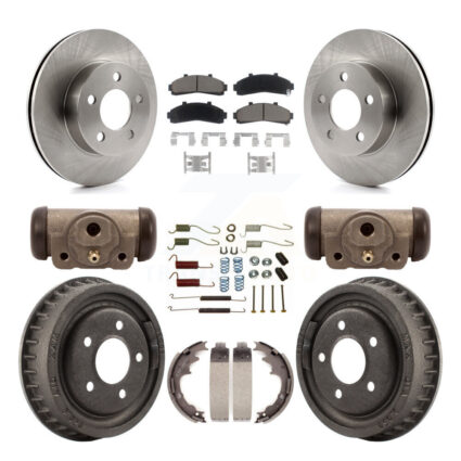 Front Rear Brake Rotor Ceramic Pad & Drum Kit (9Pc) For Ford Ranger With 9″ Diameter K8C-102945