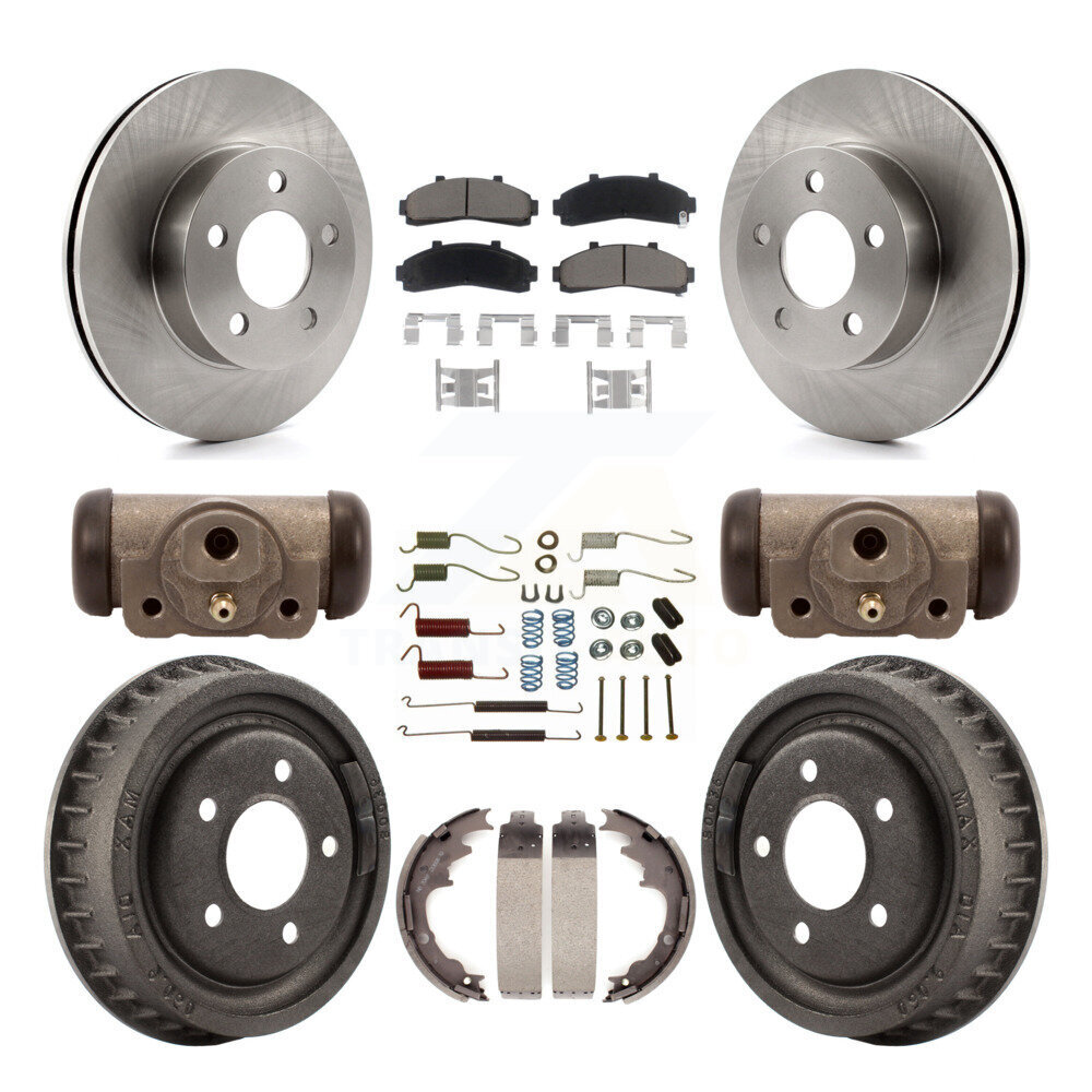 Front Rear Brake Rotor Ceramic Pad & Drum Kit (9Pc) For Ford Ranger With 9" Diameter K8C-102945