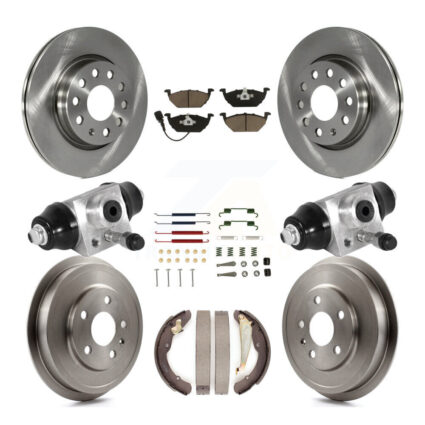 Front Rear Brake Rotor Ceramic Pad & Drum Kit (9Pc) For Volkswagen Jetta rear brakes K8C-102958