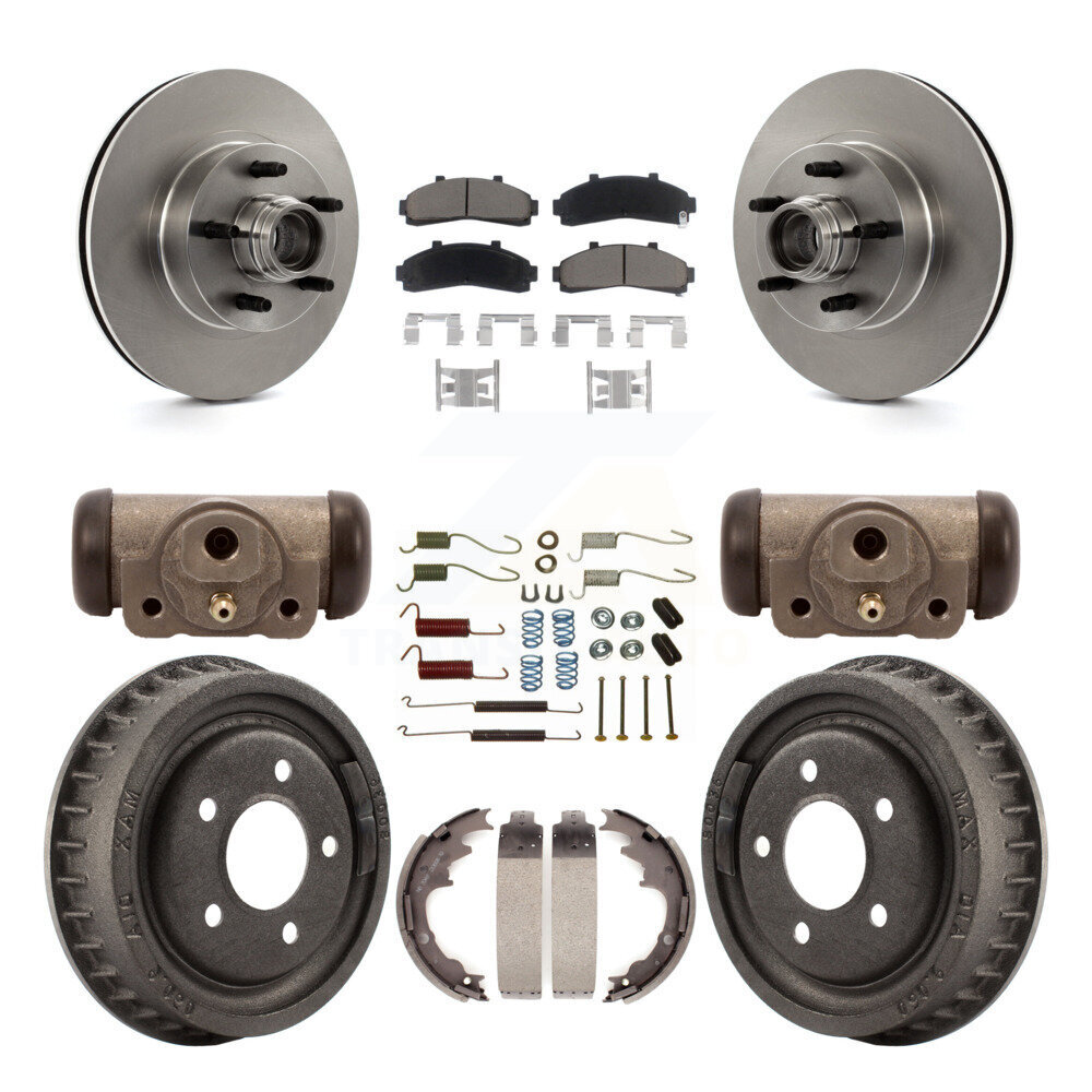 Front Rear Brake Rotor Ceramic Pad & Drum Kit (9Pc) For Ford Ranger With 9" Diameter K8C-102966