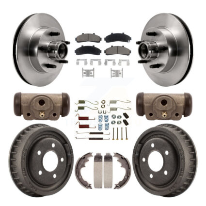 Front Rear Brake Rotor Ceramic Pad & Drum Kit (9Pc) For Ford Ranger With 9″ Diameter K8C-102967