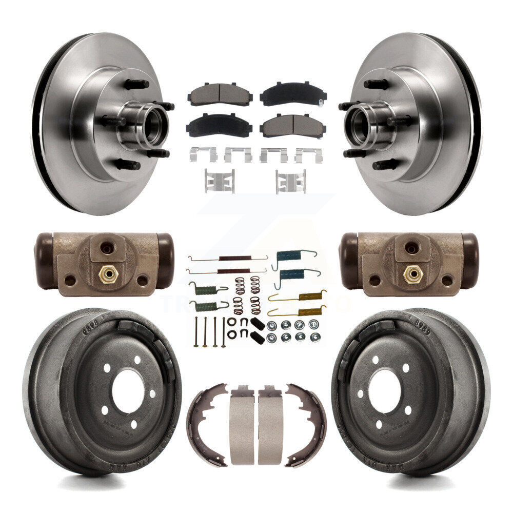 Front Rear Brake Rotor Ceramic Pad Drum Kit (9Pc) For Ford Ranger Mazda B4000 B3000 B2500 K8C-102968
