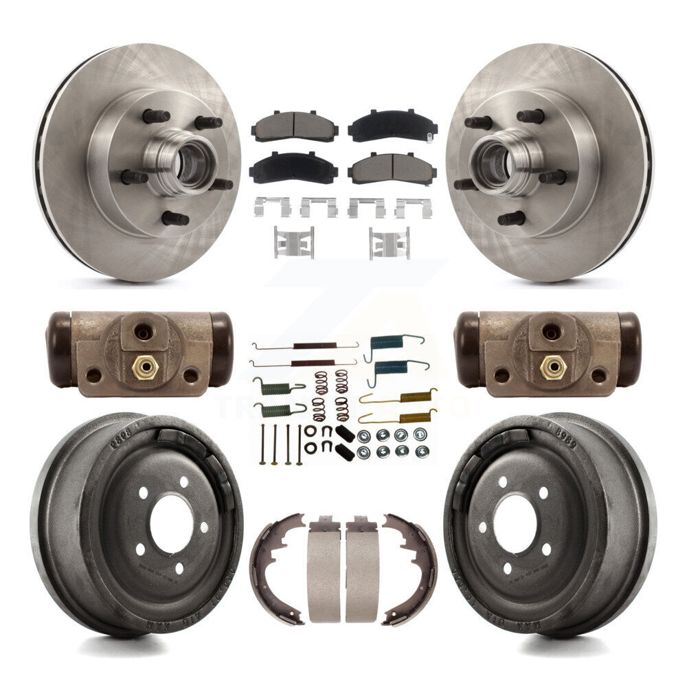 Front Rear Brake Rotors Ceramic Pad Drum Kit (9Pc) For Mazda B4000 With 10" Diameter K8C-102970