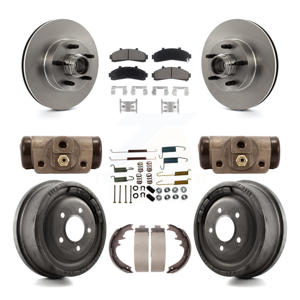 Front Rear Brake Rotors Ceramic Pad Drum Kit (9Pc) For Ford Ranger With 10" Diameter K8C-102972