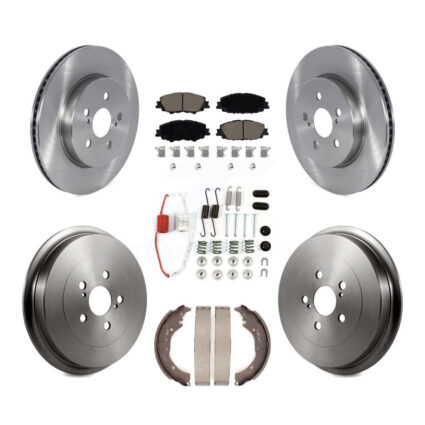Front Rear Disc Brake Rotors Ceramic Pads And Drum Kit (7Pc) For 2019 Toyota Corolla 2.0L K8C-103145