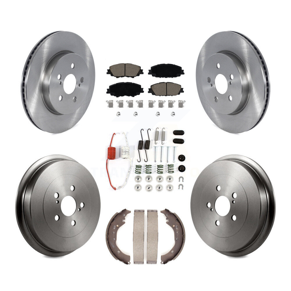 Front Rear Disc Brake Rotors Ceramic Pads And Drum Kit (7Pc) For 2019 Toyota Corolla 2.0L K8C-103145