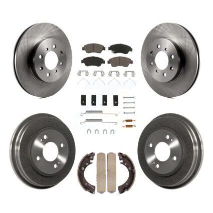 Front Rear Disc Brake Rotors Ceramic Pad Drum Kit (7Pc) For Honda Civic With 4 Lug Wheels K8C-103205