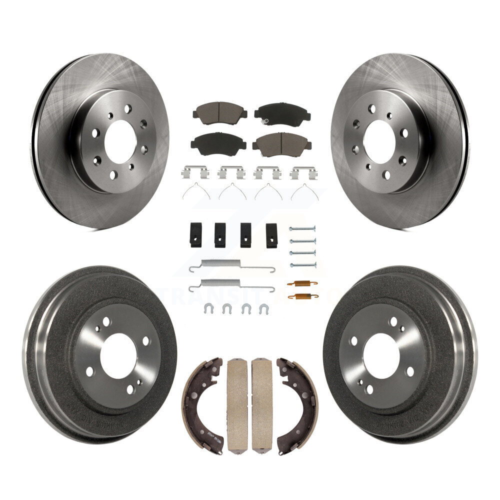 Front Rear Disc Brake Rotors Ceramic Pad Drum Kit (7Pc) For Honda Civic With 4 Lug Wheels K8C-103205