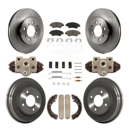 Front Rear Disc Brake Rotors Ceramic Pad Drum Kit (9Pc) For Honda Civic With 4 Lug Wheels K8C-103216