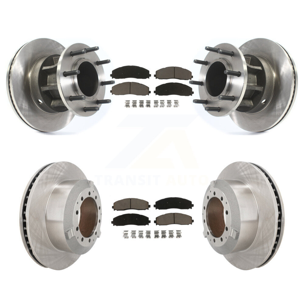 Front Rear Brake Rotor & Ceramic Pad Kit For Ford F-350 Super Duty Cab Chassis with RWD K8C-103359
