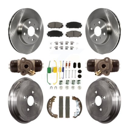 Front Rear Disc Brake Rotors Ceramic Pads And Drum Kit (9Pc) For Toyota Yaris K8C-103391