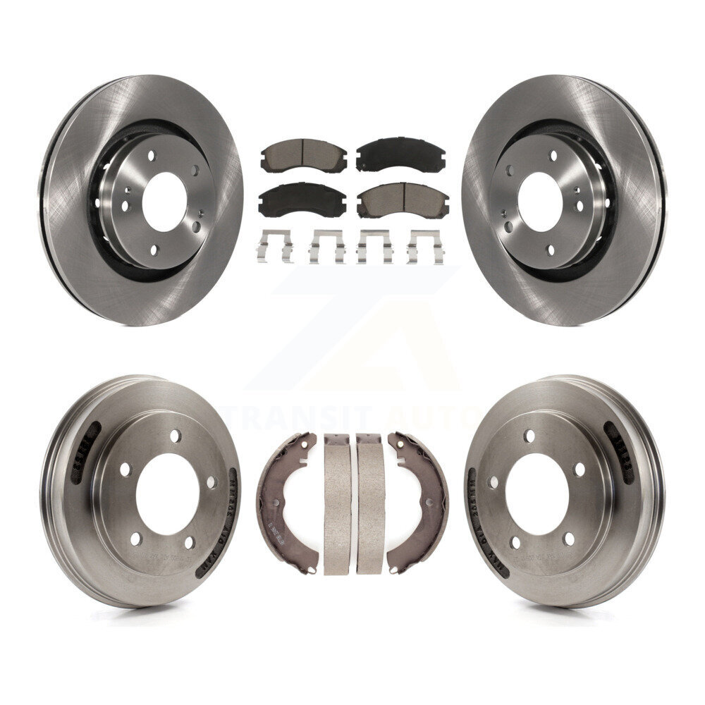 Front Rear Brake Rotors Ceramic Pad Drum Kit For 2009 Mitsubishi Lancer Ralliart To 03 09 K8C-103552