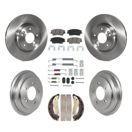 Front Rear Disc Brake Rotor Ceramic Pad Drum Kit (7Pc) For 2017-2020 Hyundai Elantra 1.6L K8C-103562