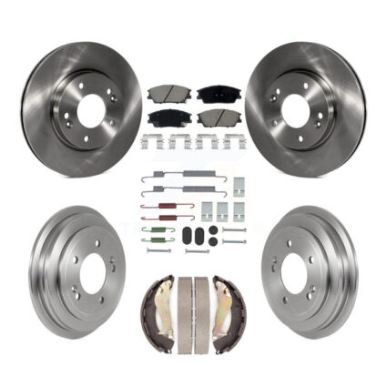 Front Rear Disc Brake Rotors Ceramic Pads And Drum Kit (7Pc) For 2020-2023 Hyundai Venue K8C-103563