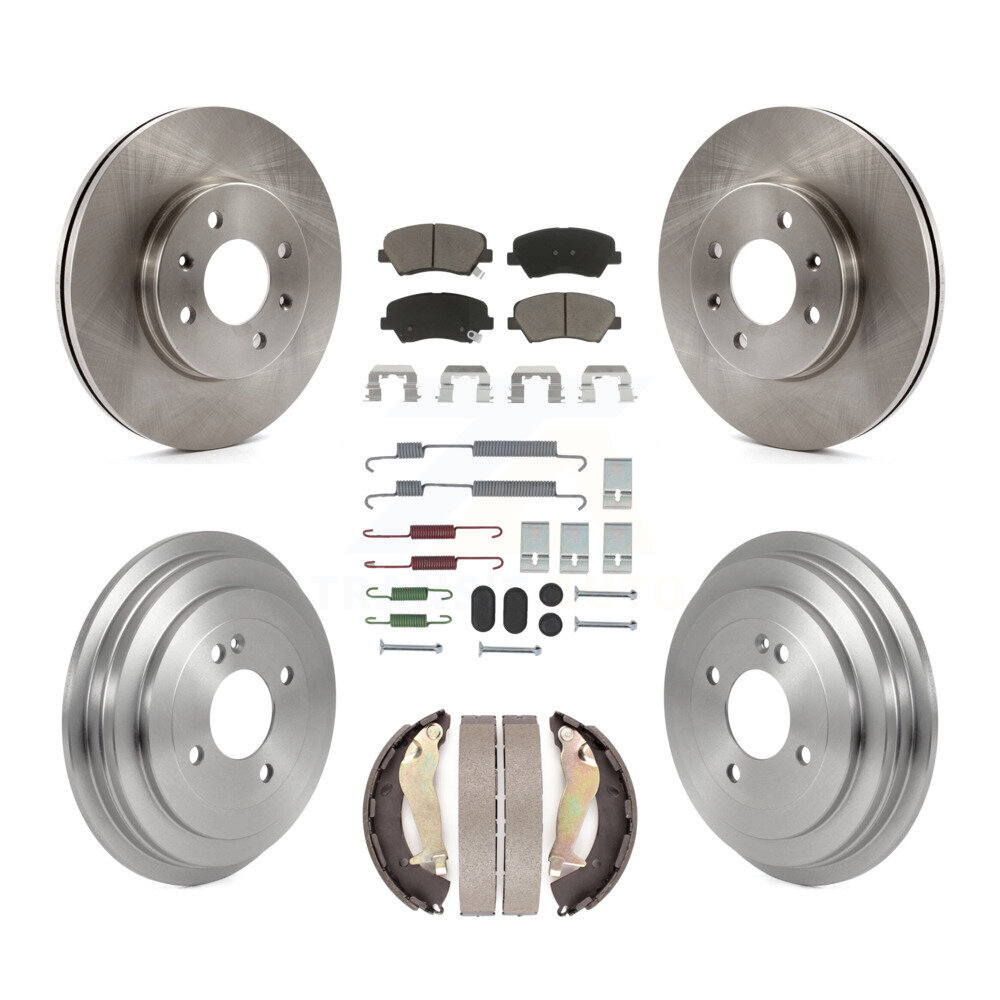 Front Rear Disc Brake Rotors Ceramic Pads And Drum Kit (7Pc) For 2012-2017 Hyundai Accent K8C-103571