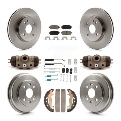 Front Rear Disc Brake Rotors Ceramic Pads And Drum Kit (9Pc) For 2011-2014 Mazda 2 K8C-103572