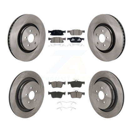 Front Rear Disc Brake Rotors Ceramic Pad Kit For 2019 Ford Edge With Red Painted Calipers K8C-103606