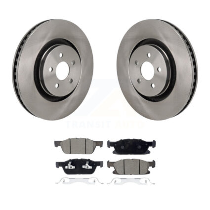 Front Brake Rotors Ceramic Pad Kit For 2019-2024 Ford Edge 2.7L With Red Painted Calipers K8C-103670