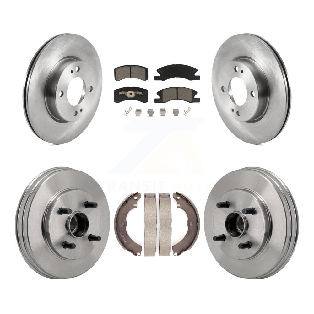 Front Rear Brake Rotor Ceramic Pad Drum Kit For Mitsubishi Mirage G4 With 1 Mounting Hole K8C-103765