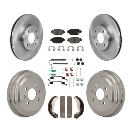 Front Rear Disc Brake Rotors Ceramic Pad And Drum Kit (7Pc) For 2016-2021 Chevrolet Spark K8C-103767