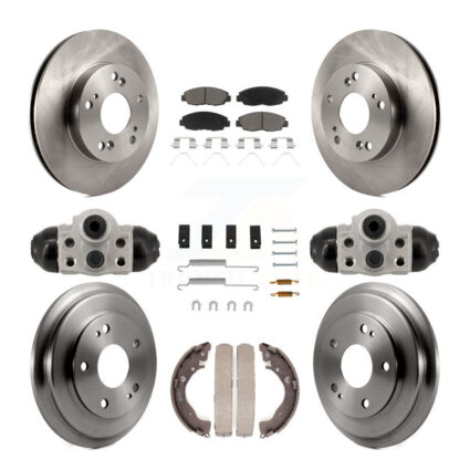 Front Rear Disc Brake Rotors Ceramic Pads And Drum Kit (9Pc) For Honda Civic K8C-103771