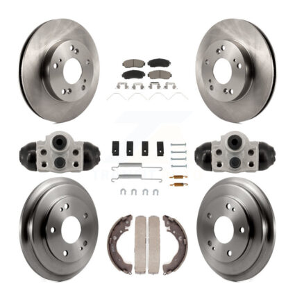 Front Rear Disc Brake Rotors Ceramic Pads And Drum Kit (9Pc) For Honda Civic K8C-103773