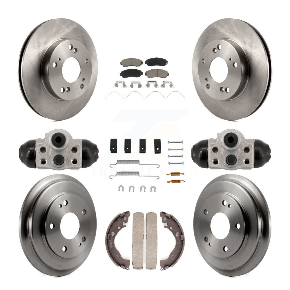Front Rear Disc Brake Rotors Ceramic Pads And Drum Kit (9Pc) For Honda Civic K8C-103773