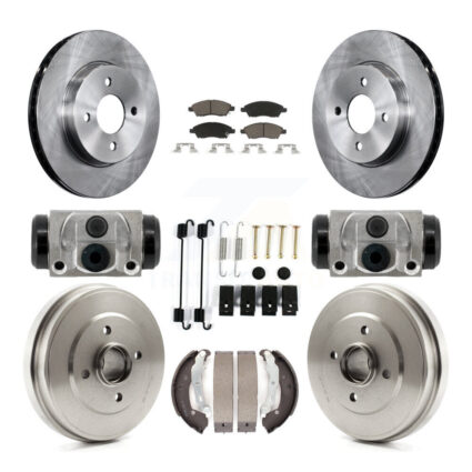 Front Rear Disc Brake Rotors Ceramic Pads And Drum Kit (9Pc) For Nissan Versa Note Micra K8C-103781