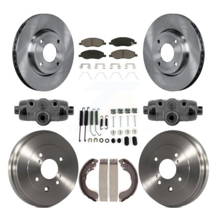 Front Rear Disc Brake Rotors Ceramic Pad Drum Kit (9Pc) For 2008 Nissan Versa 4-Wheel ABS K8C-103785