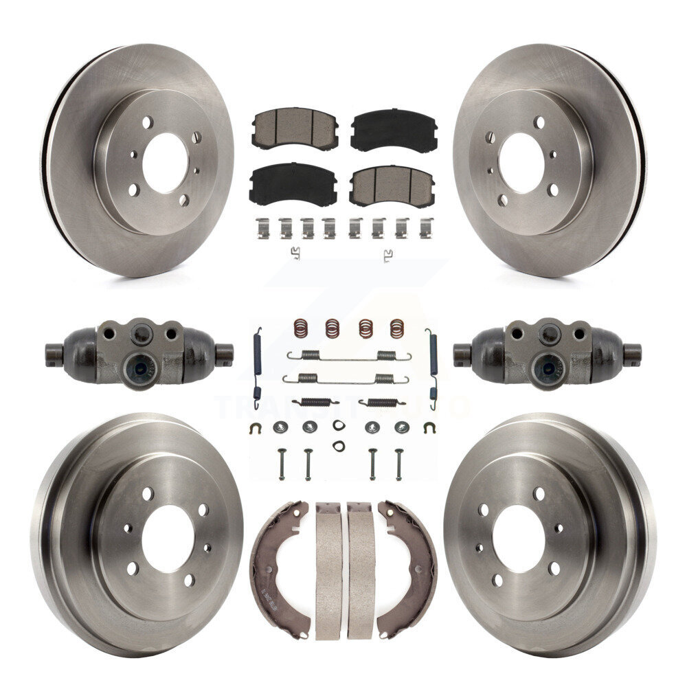 Front Rear Disc Brake Rotors Ceramic Pads And Drum Kit (9Pc) For Mitsubishi Lancer K8C-103790