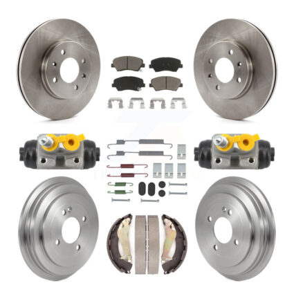 Front Rear Disc Brake Rotors Ceramic Pads And Drum Kit (9Pc) For 2012-2017 Hyundai Accent K8C-103794