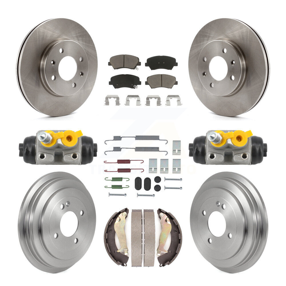 Front Rear Disc Brake Rotors Ceramic Pads And Drum Kit (9Pc) For 2012-2017 Hyundai Accent K8C-103794