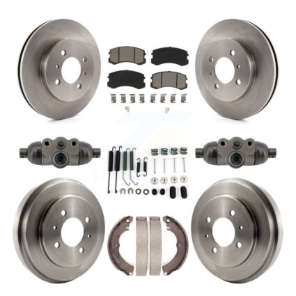 Front Rear Brake Rotor Ceramic Pad & Drum Kit (9Pc) For 2007 Mitsubishi Lancer LS Diamond K8C-103795