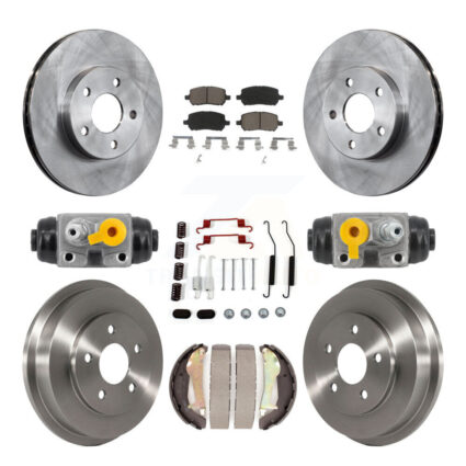Front Rear Disc Brake Rotors Ceramic Pad & Drum Kit (9Pc) For Chevrolet Cobalt Pontiac G5 K8C-103800