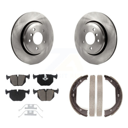 Rear Disc Rotors Ceramic Pads And Parking Brake Shoes Kit For BMW 330Ci 330i 330xi K8C-103825