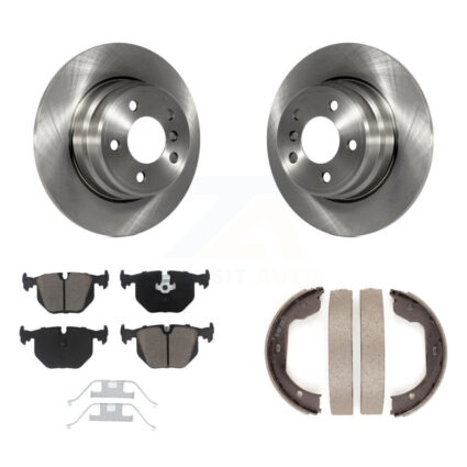 Rear Disc Rotors Ceramic Pads And Parking Brake Shoes Kit For BMW X5 K8C-103826