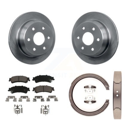 Rear Disc Rotors Ceramic Pads & Parking Shoes Kit For Chevrolet GMC Silverado 1500 Sierra K8C-103832