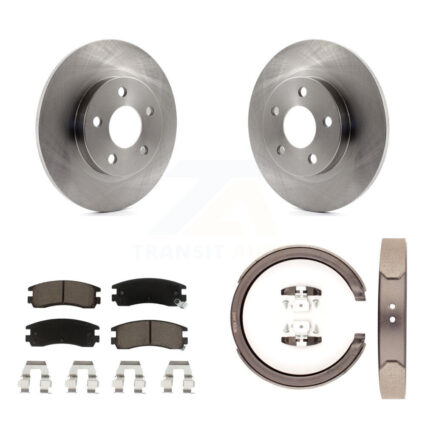 Rear Disc Rotors Ceramic Pads & Parking Shoes Kit For Cadillac DeVille With 5 Lug Wheels K8C-103834