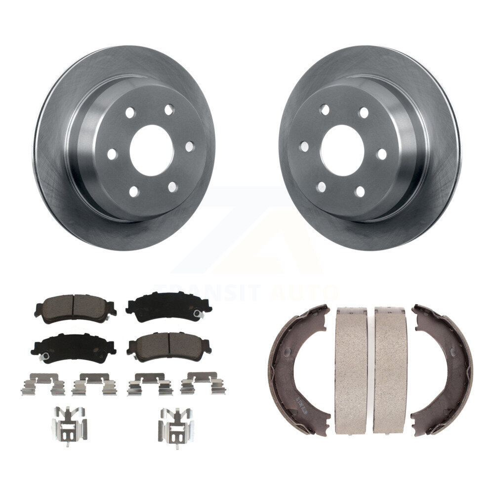Rear Disc Rotors Ceramic Pads & Parking Shoes Kit For Chevrolet Silverado 1500 GMC Sierra K8C-103837