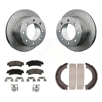 Rear Disc Rotors Ceramic Pads And Parking Brake Shoes Kit For 2001 GMC Sierra 3500 K8C-103839