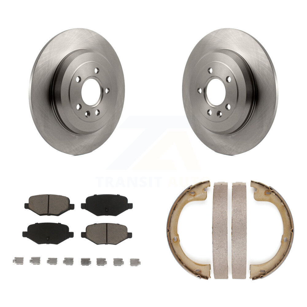 Rear Disc Rotors Ceramic Pads And Parking Brake Shoes Kit For Lincoln MKT K8C-103859