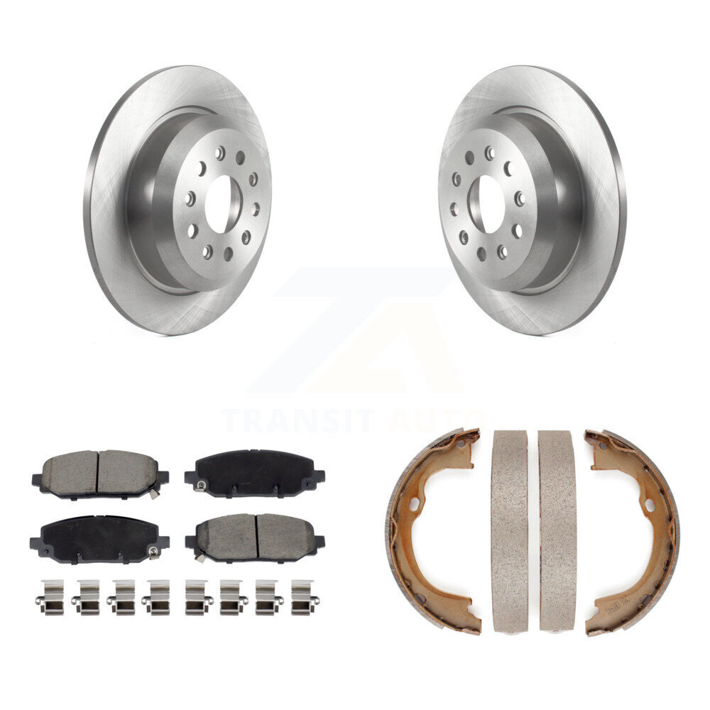Rear Disc Rotors Ceramic Pads Parking Brake Shoes Kit For 2018-2020 Jeep Wrangler Rubicon K8C-103863