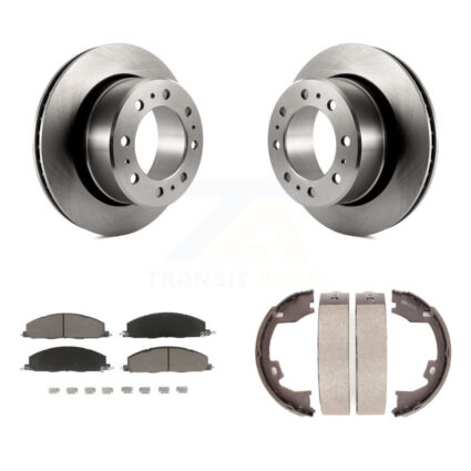 Rear Disc Rotors Ceramic Pads And Parking Brake Shoes Kit For Ram 3500 2500 1500 Dodge K8C-103887