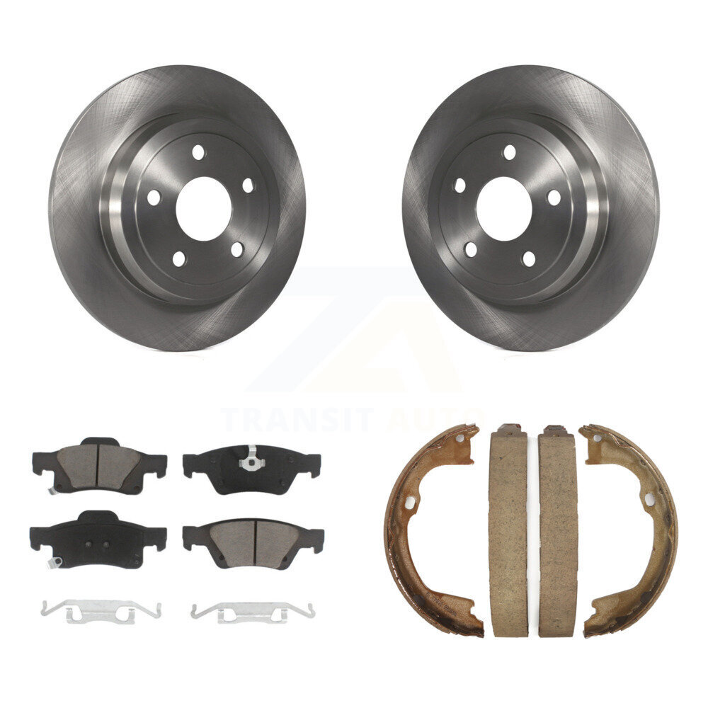 Rear Disc Rotors Ceramic Pads And Parking Shoes Kit For Dodge Durango Jeep Grand Cherokee K8C-103901