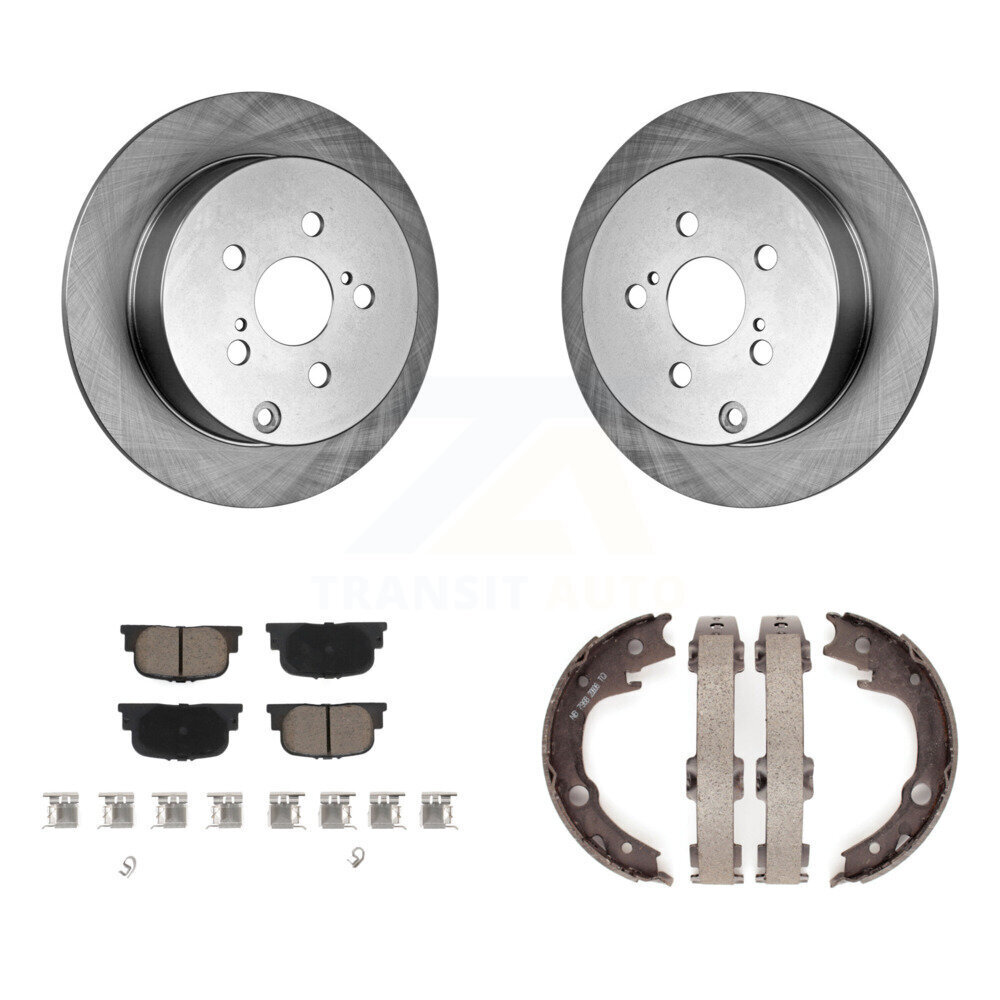 Rear Disc Rotors Ceramic Pads And Parking Brake Shoes Kit For 2005-2010 Scion tC K8C-103912